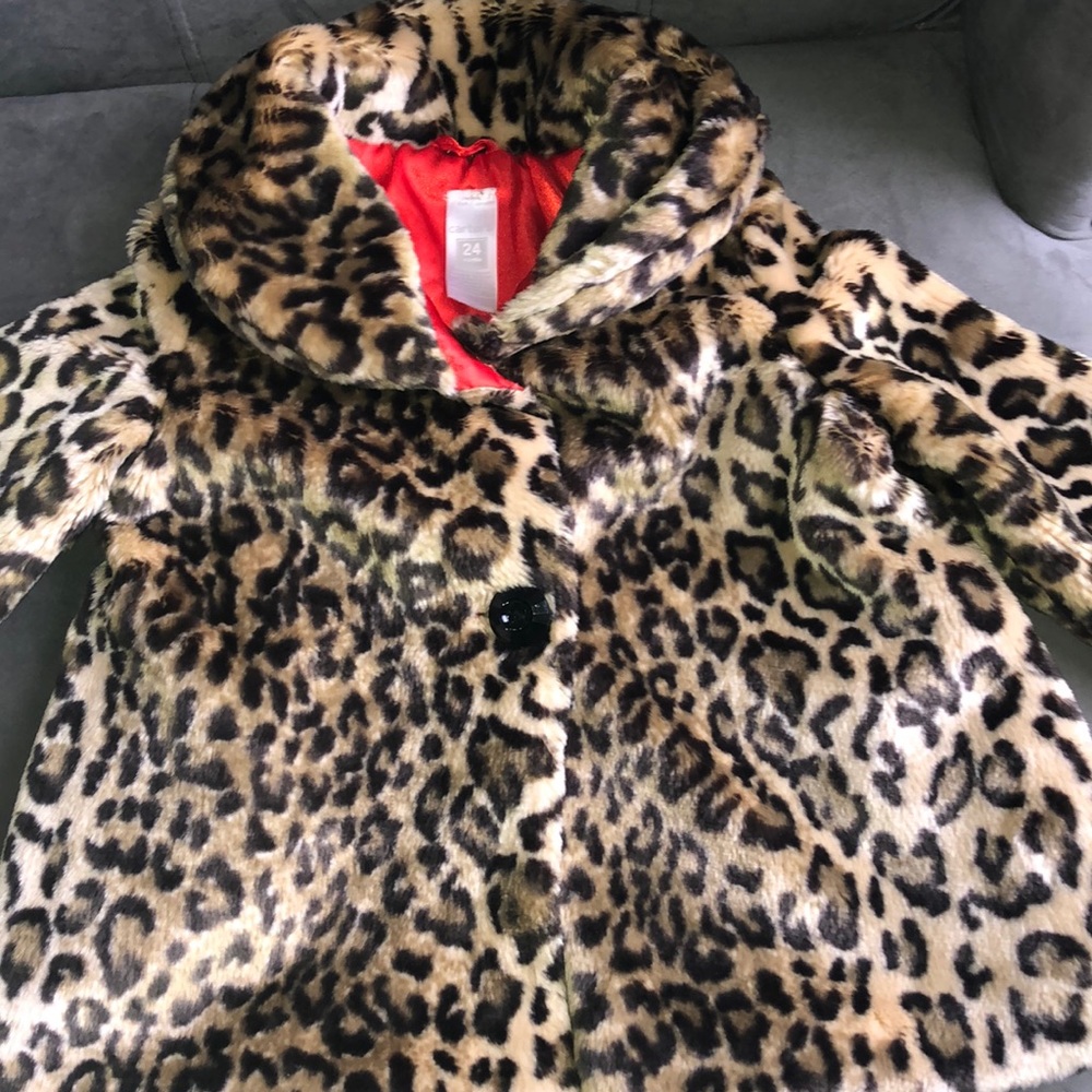 Lille Girls Leopard faux coat - Picture 2 of 5